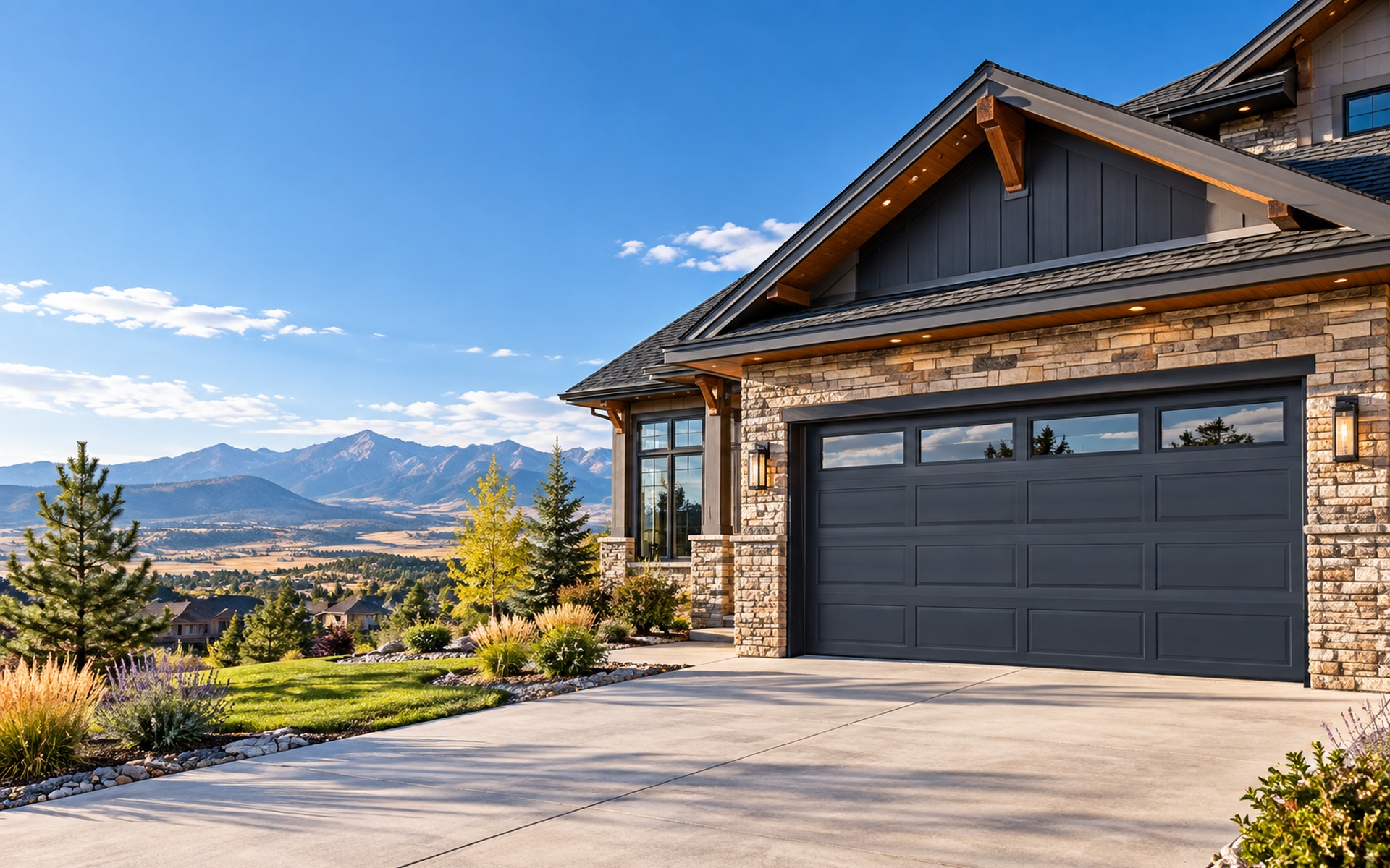 Contemporary Home And Garage Door